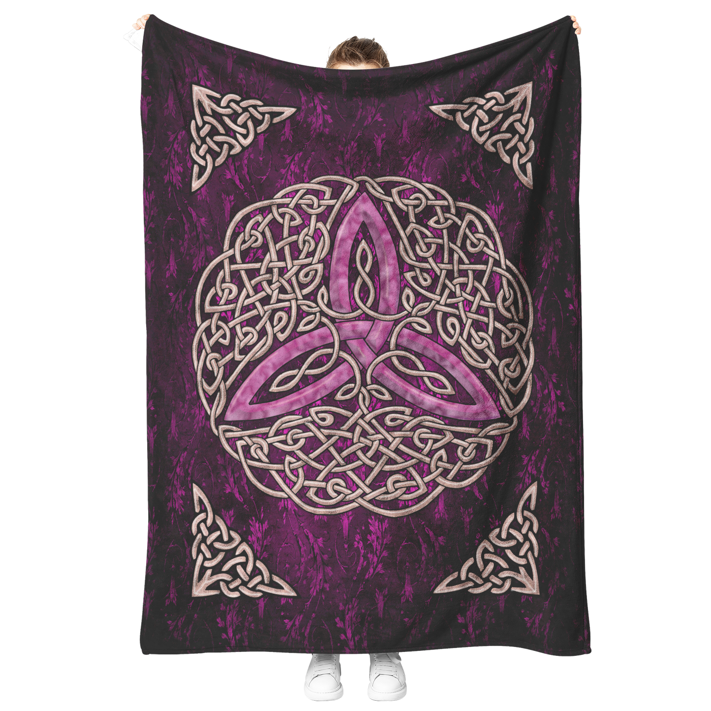 Celtic_Flourish_Trinity_Knot_Fleece_Blan_V_Blanket_Model_Mockup.png
