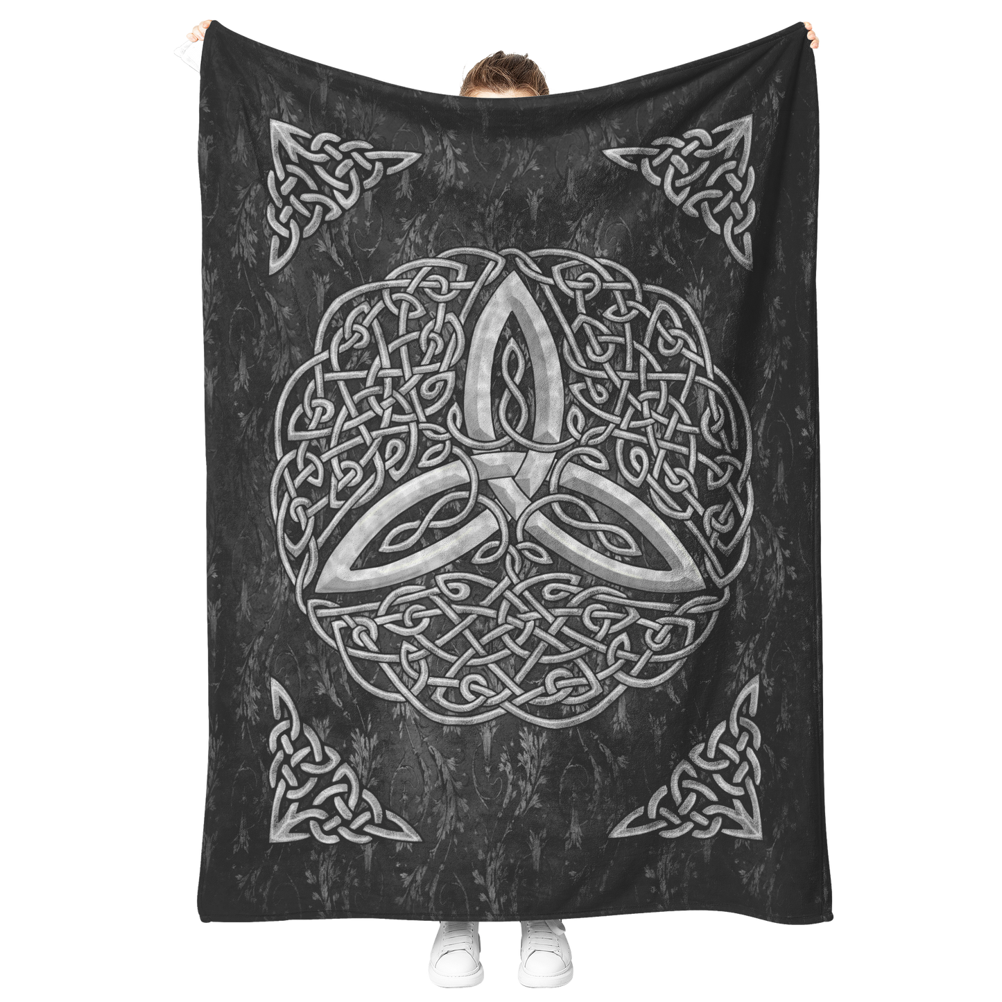 Celtic_Flourish_Trinity_Knot_Fleece_Blan_V_Blanket_Model_Mockup.png