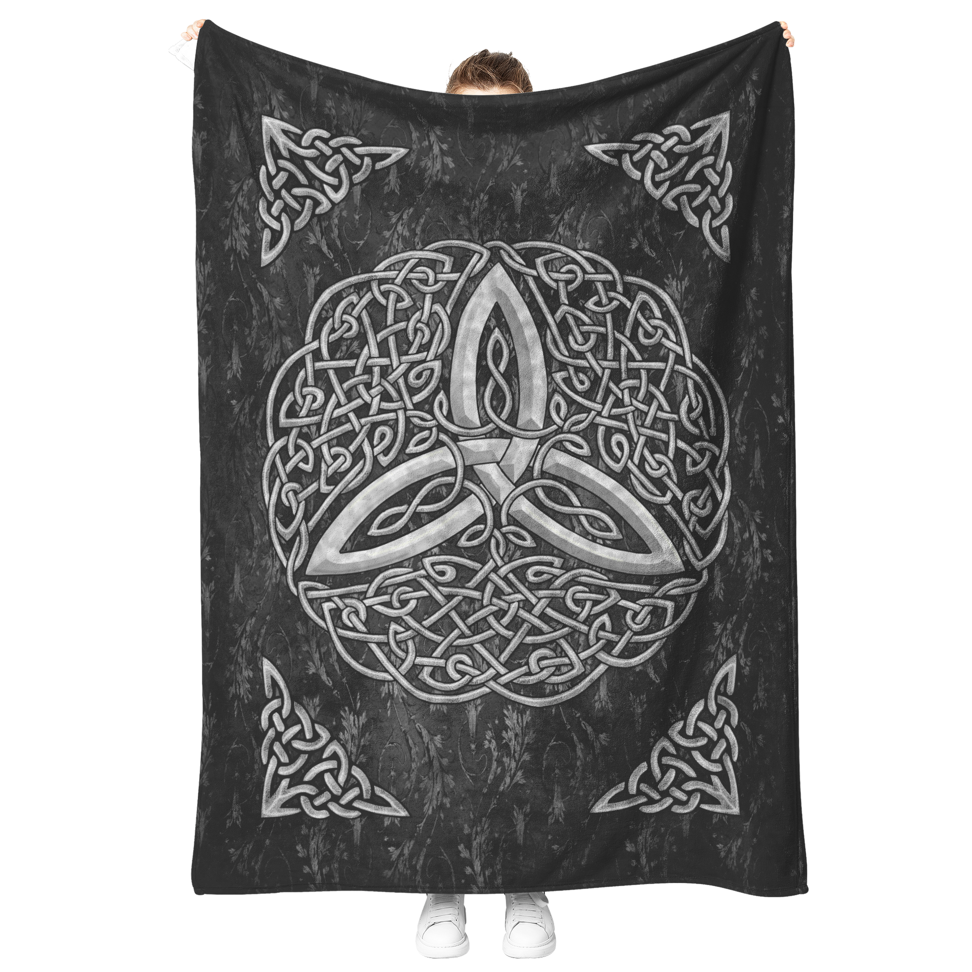 Celtic_Flourish_Trinity_Knot_Fleece_Blan_V_Blanket_Model_Mockup.png