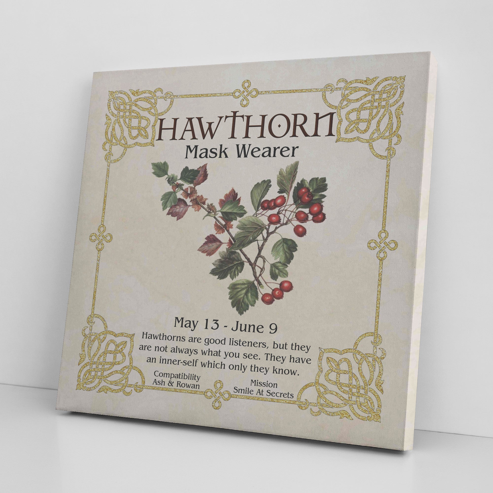 Celtic Tree Zodiac HAWTHORN, The Mask Wearer May 13 to June 9