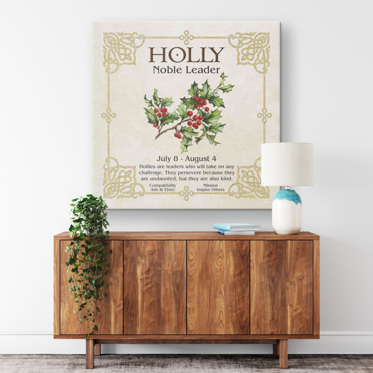 Celtic Tree Zodiac Canvas Print - Holly