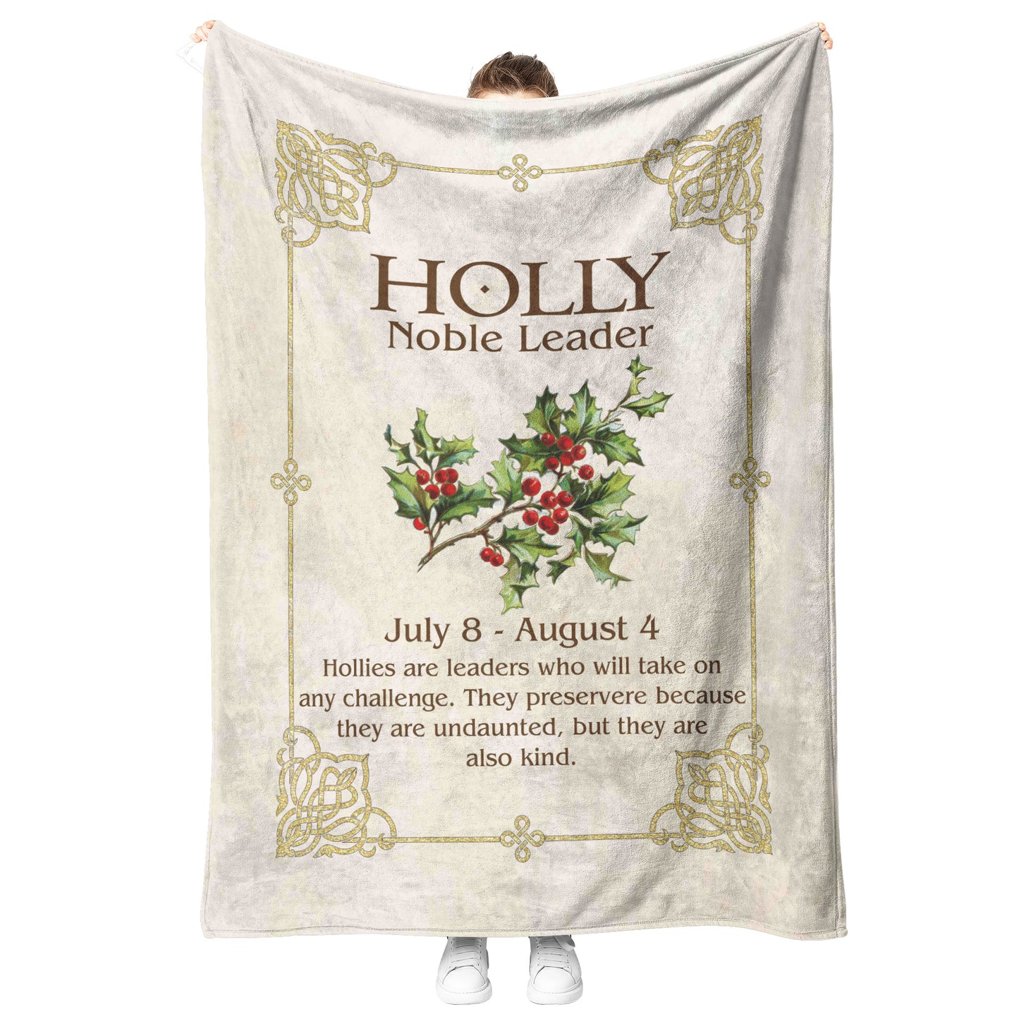 Celtic Tree Zodiac Fleece Blanket - Holly