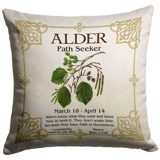 Celtic Tree Zodiac Throw Pillow - Alder