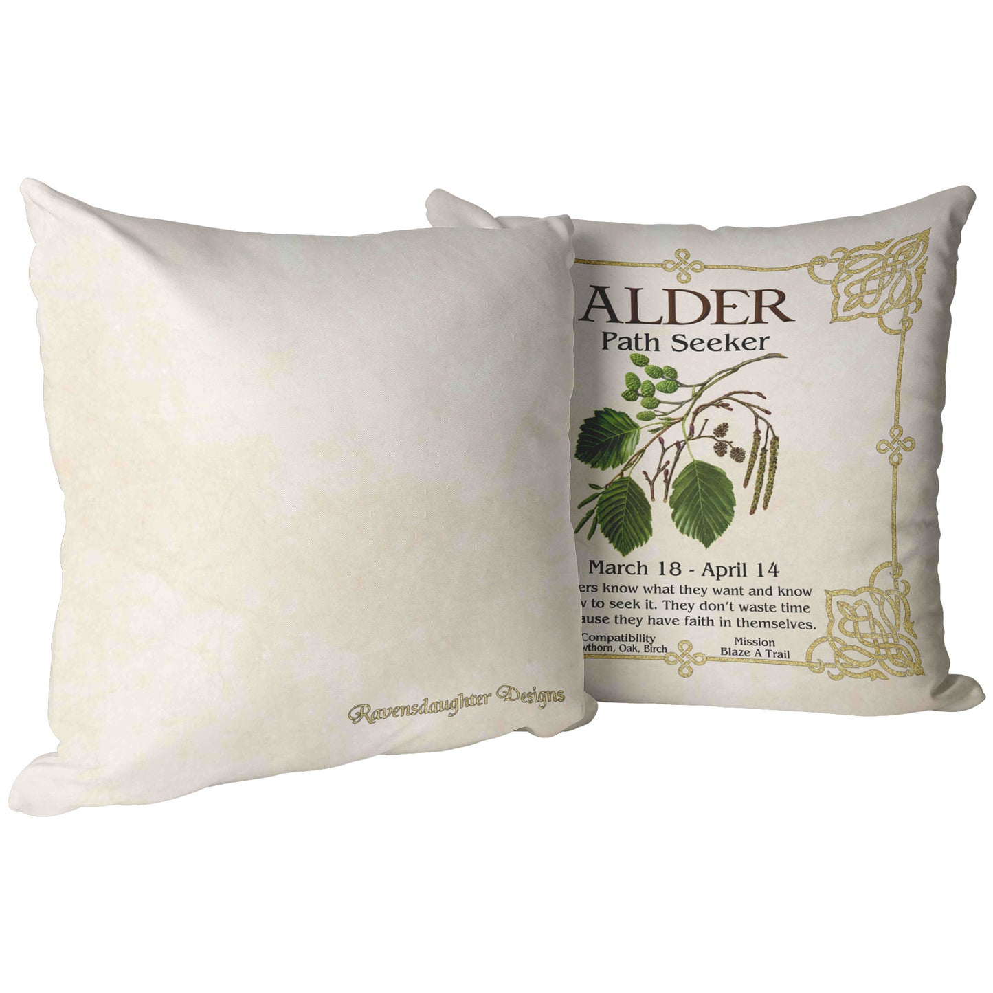 Celtic Tree Zodiac Throw Pillow - Alder
