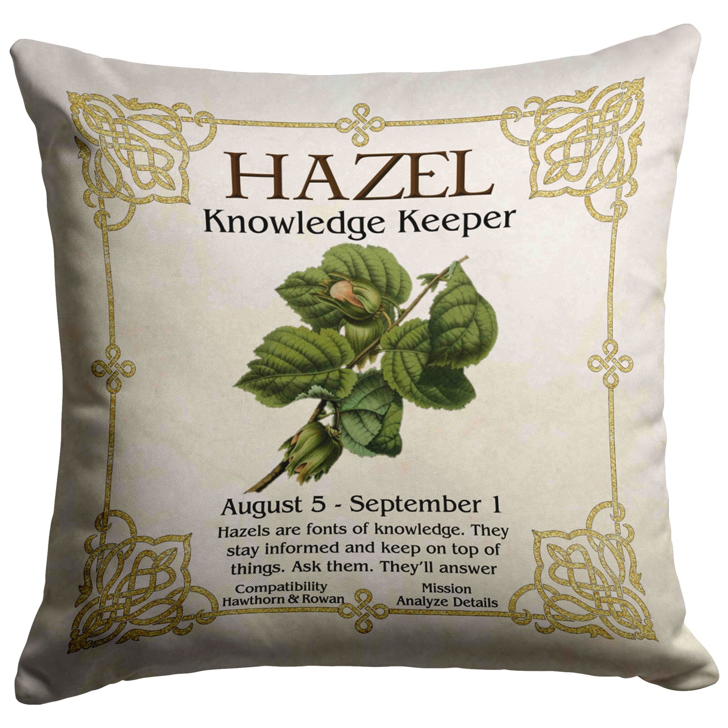 Celtic Tree Zodiac Throw Pillow - Hazel