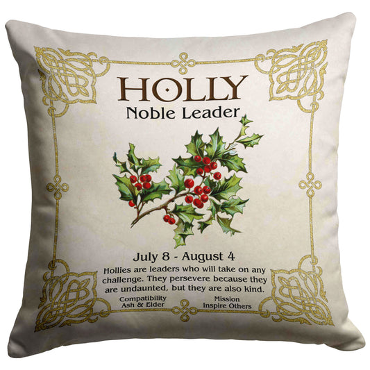 Celtic Tree Zodiac Throw Pillow - Holly