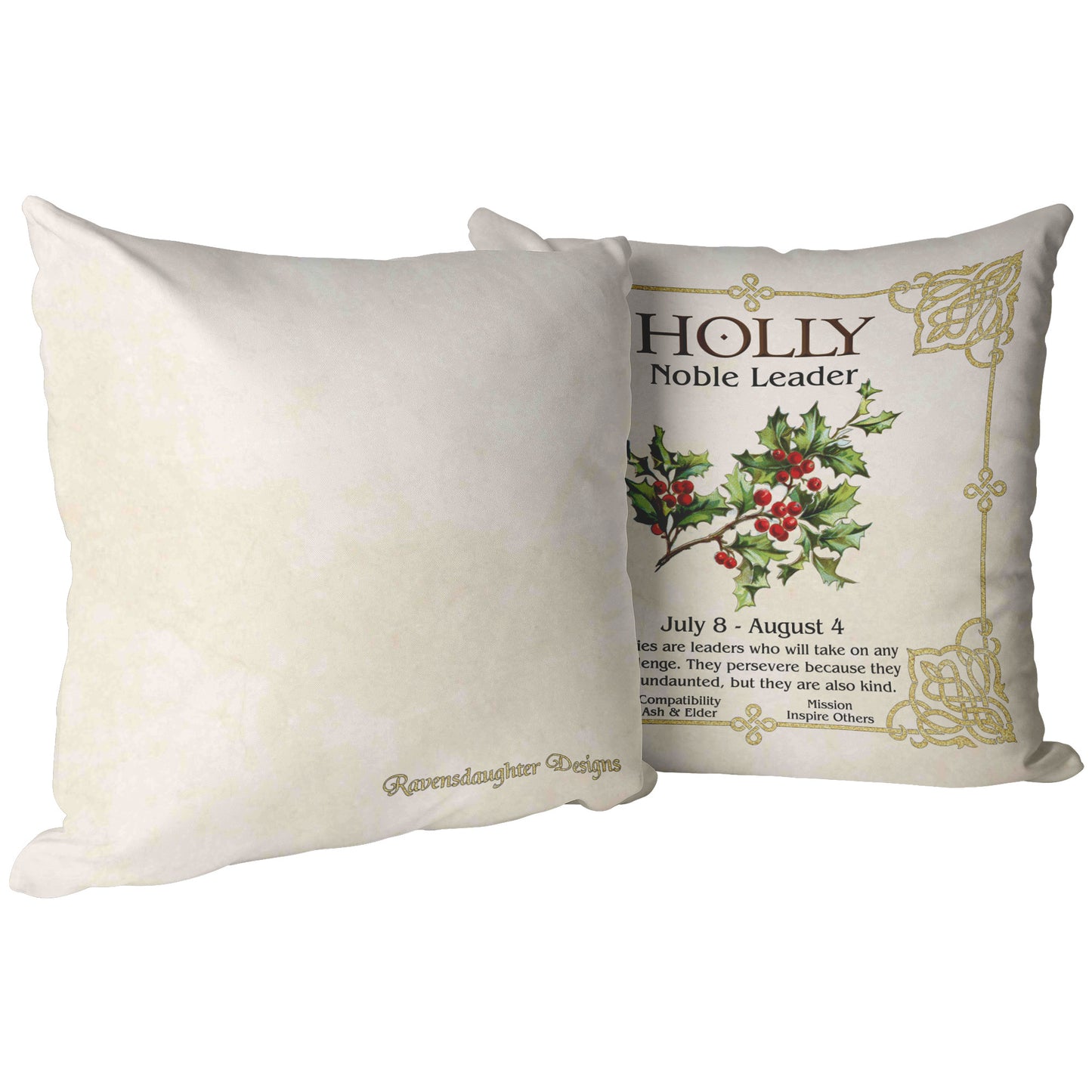 Celtic Tree Zodiac Throw Pillow - Holly