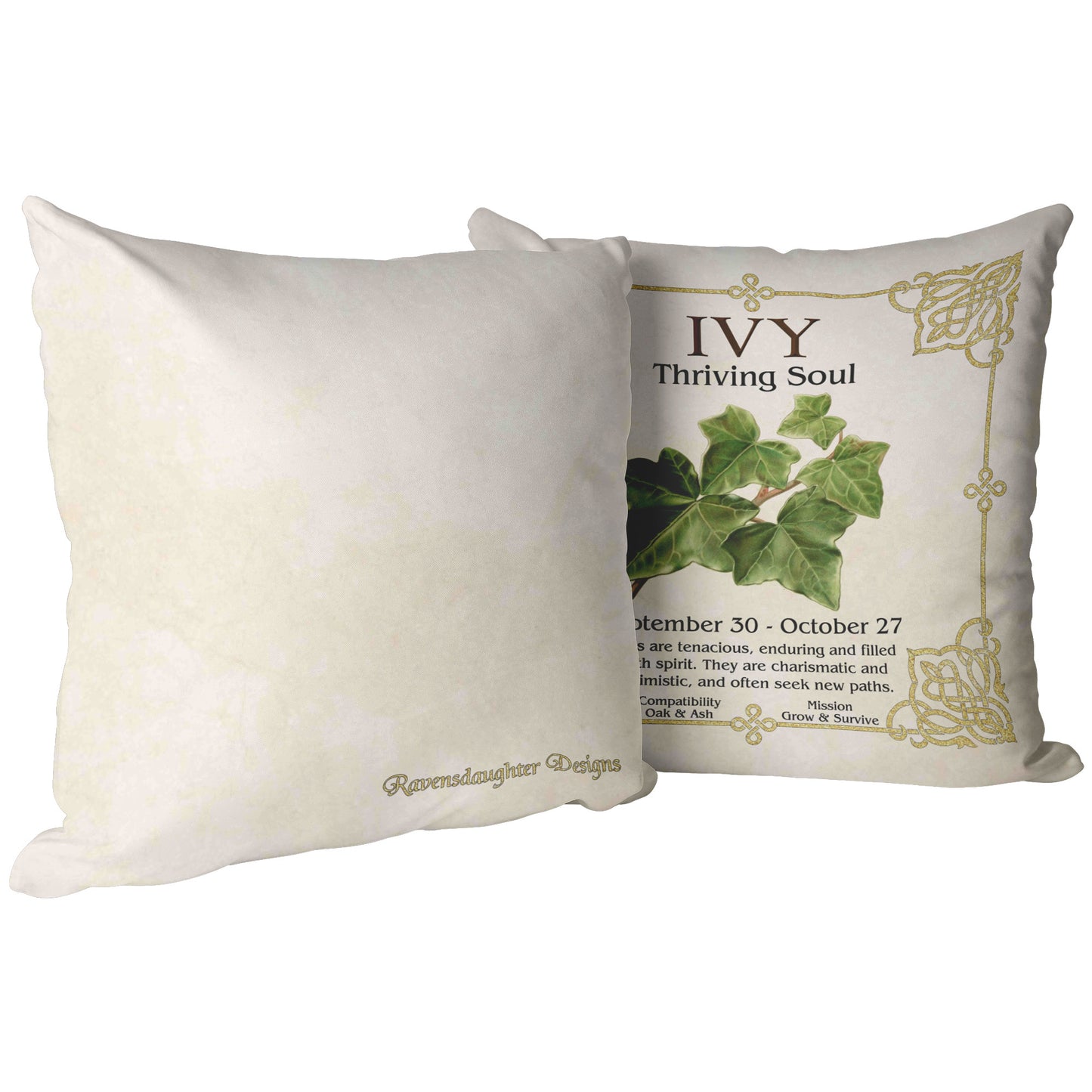 Celtic Tree Zodiac Throw Pillow - Ivy
