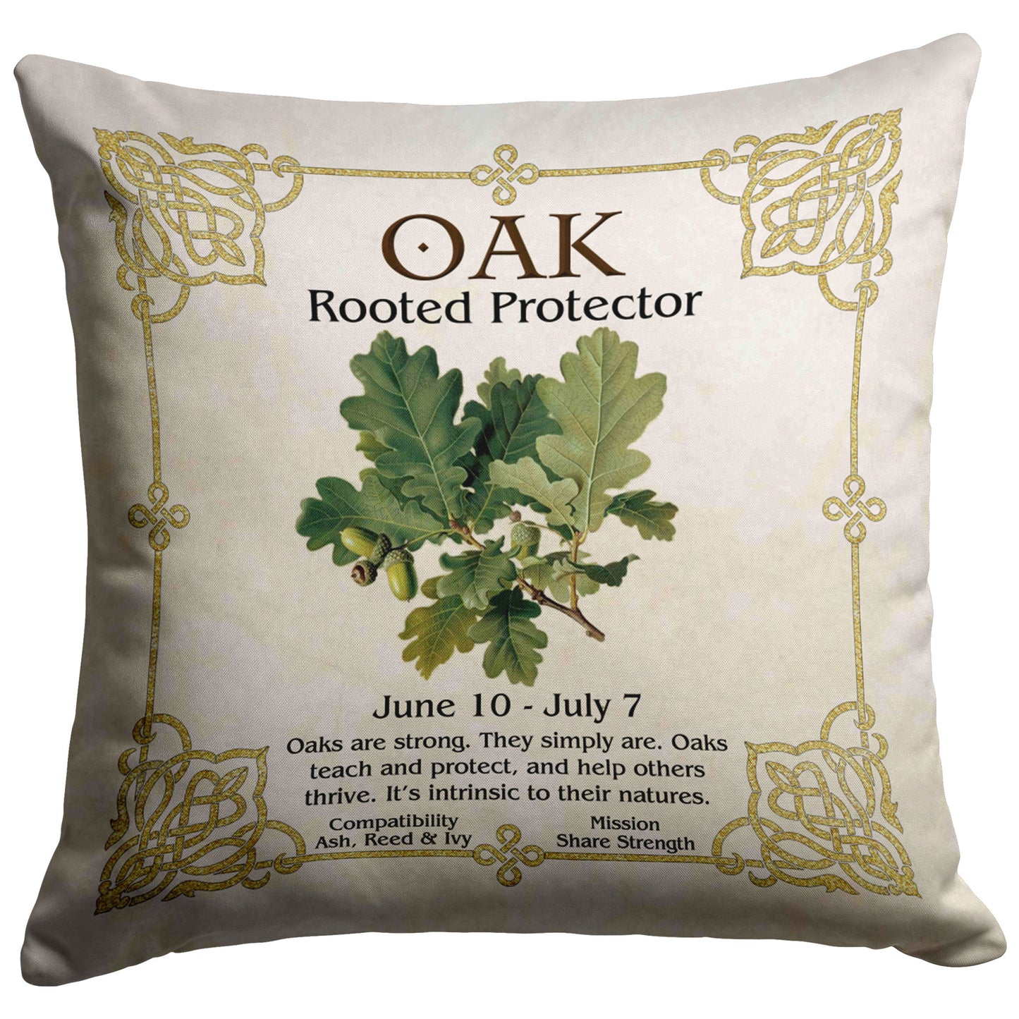 Celtic Tree Zodiac Throw Pillow - Oak