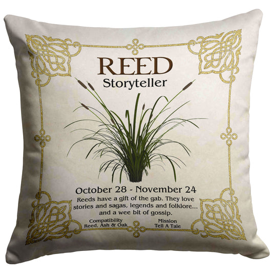 Celtic Tree Zodiac Throw Pillow - Reed