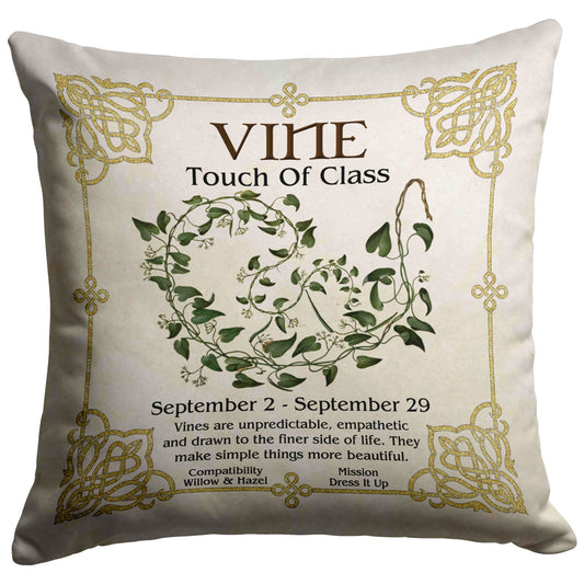 Celtic Tree Zodiac Throw Pillow - Vine