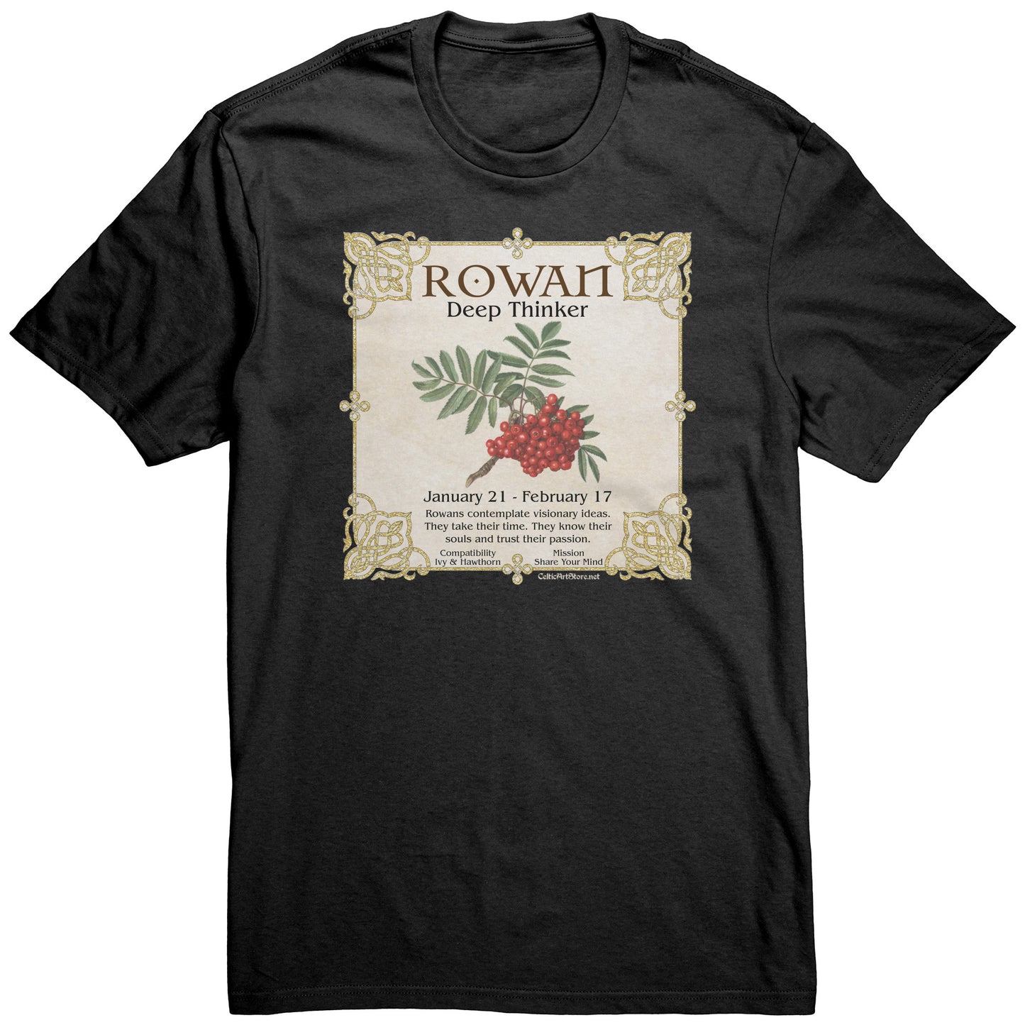 Celtic Tree Zodiac Unisex T-shirt - Rowan