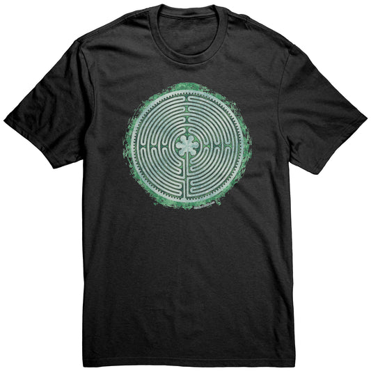 Chartres Labyrinth Green Grunge Unisex T-shirt