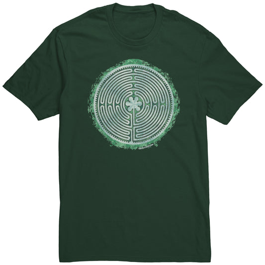 Chartres Labyrinth Green Grunge Unisex T-shirt