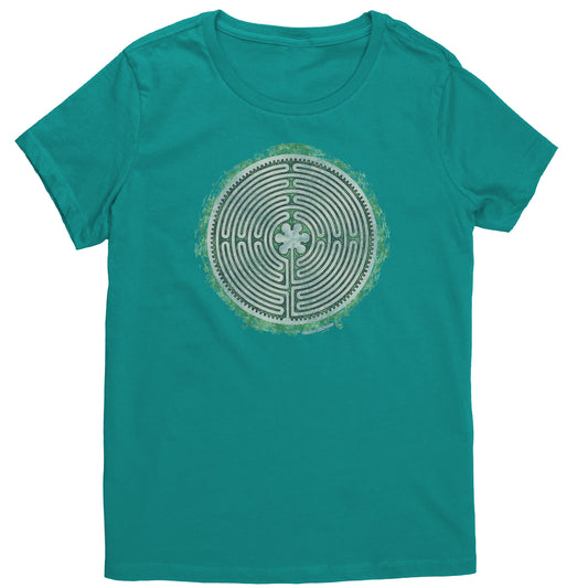 Chartres Labyrinth Green Grunge Women's T-shirt