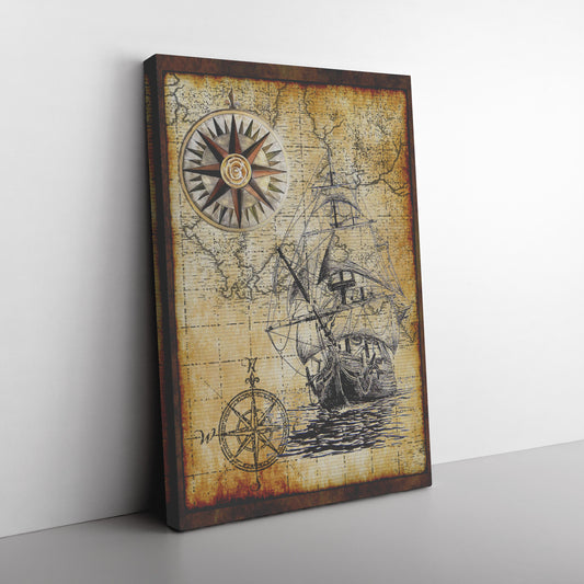 Compas Rose Tall Ship Canvas Print
