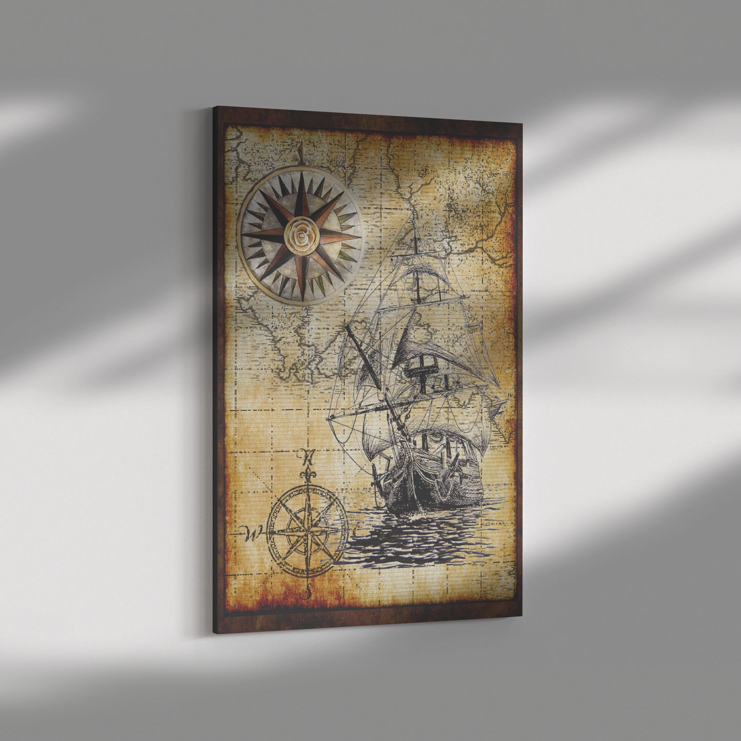 Compas Rose Tall Ship Canvas Print