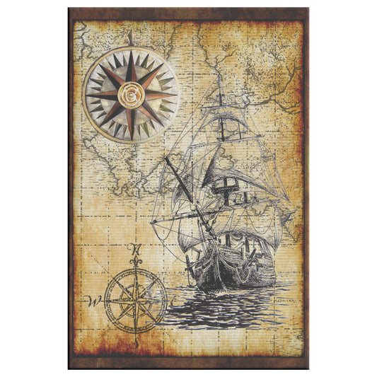 Compas Rose Tall Ship Canvas Print