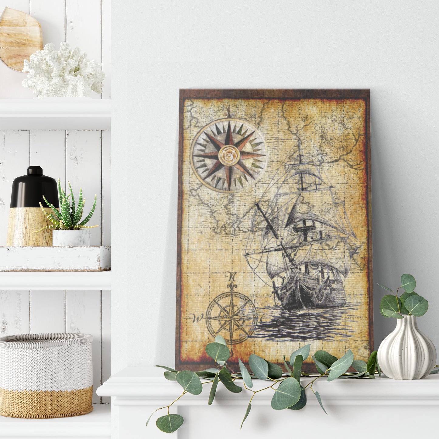 Compas Rose Tall Ship Canvas Print