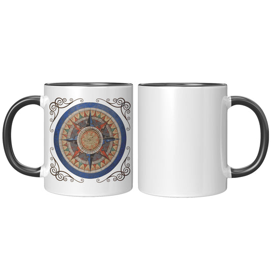 Compass Rose Accent Mug - Blue