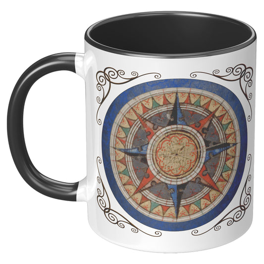 Compass Rose Accent Mug - Blue