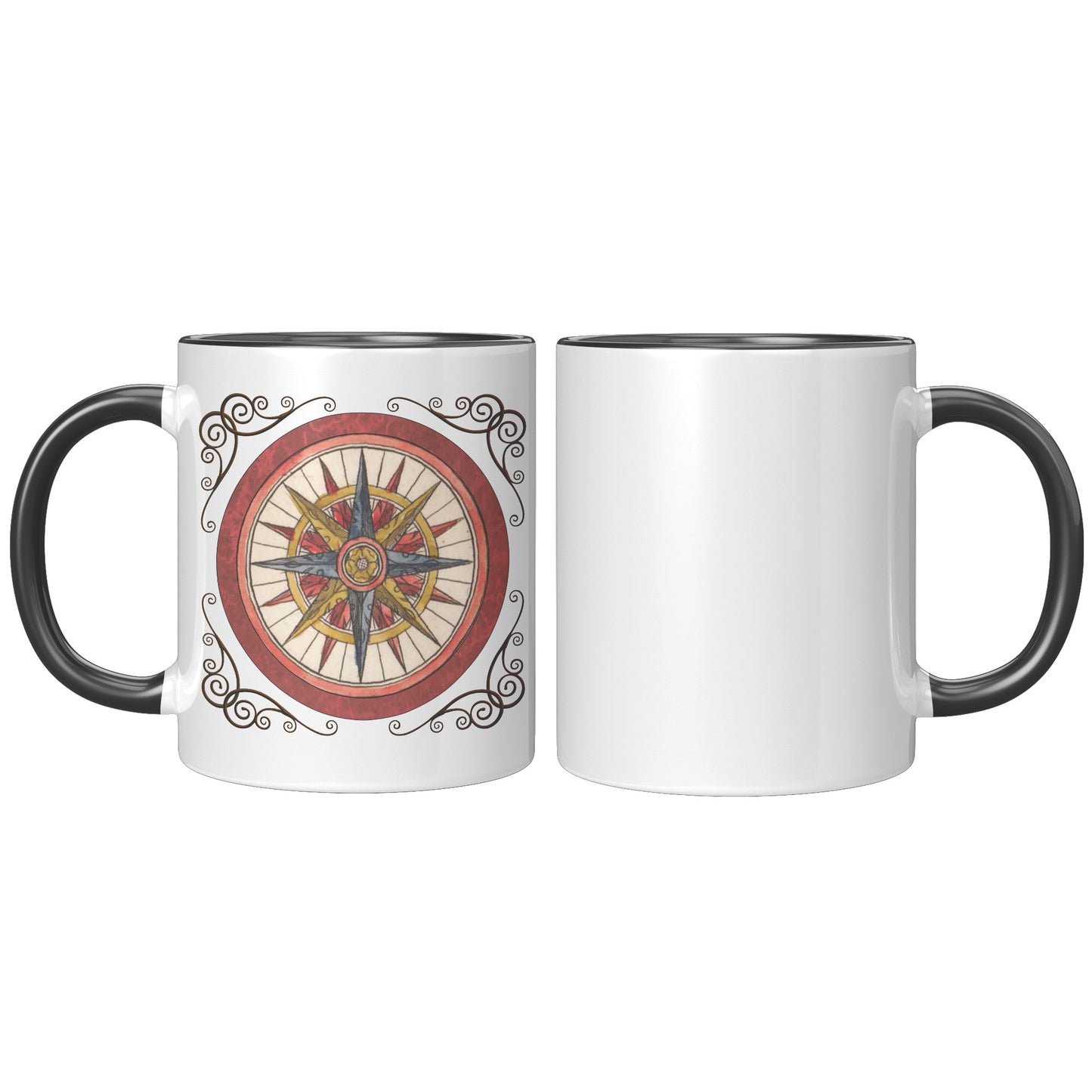 Compass Rose Accent Mug - Bright Red