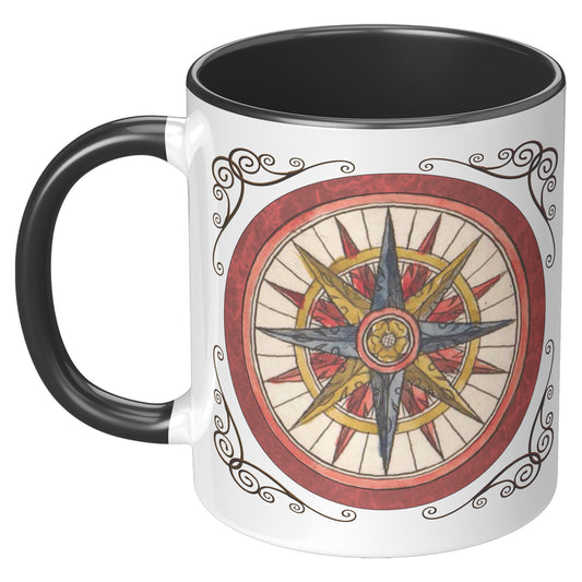 Compass Rose Accent Mug - Bright Red