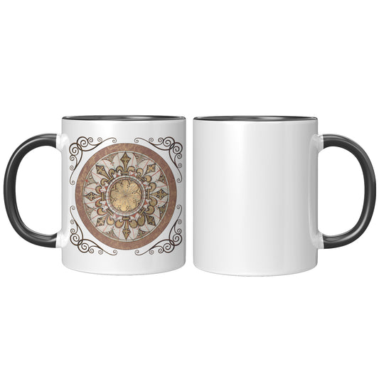 Compass Rose Accent Mug - Brown-Gold