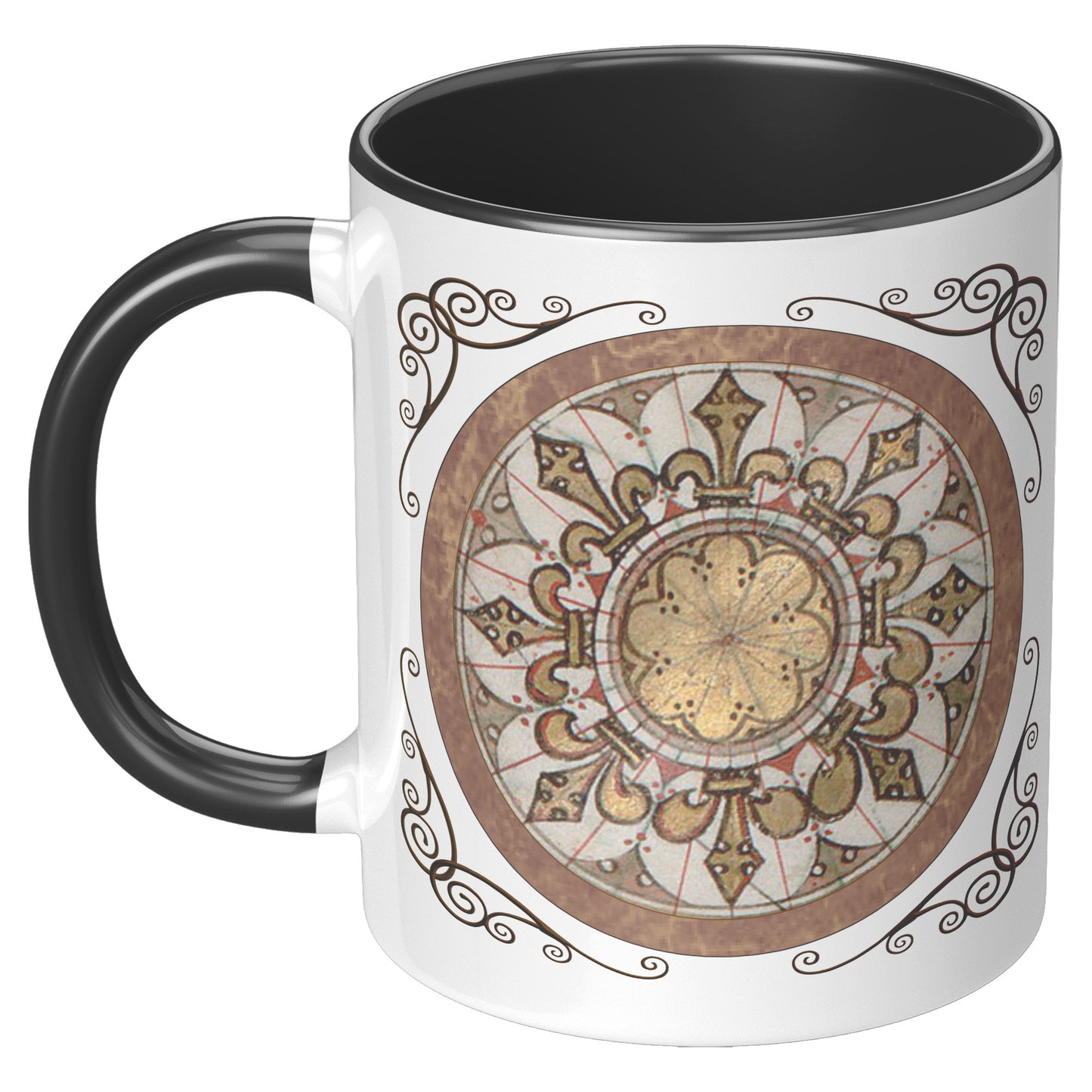 Compass Rose Accent Mug - Brown-Gold