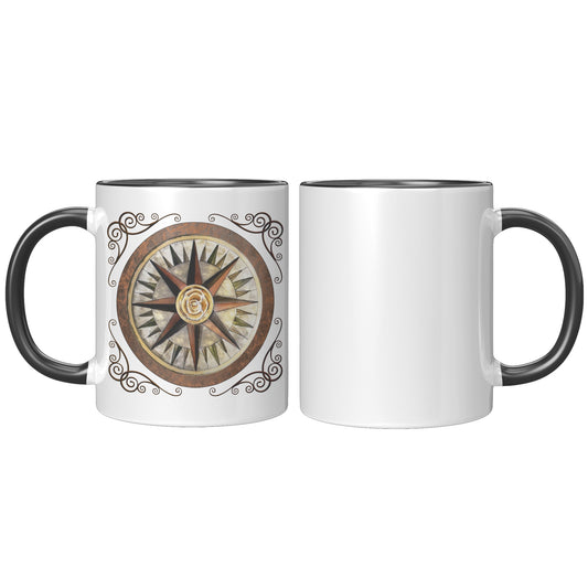 Compass Rose Accent Mug - Golden Rose