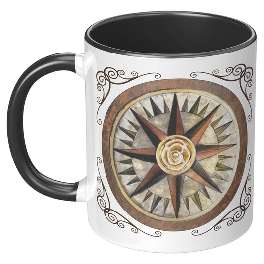 Compass Rose Accent Mug - Golden Rose
