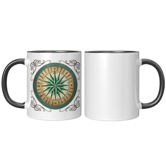 Compass Rose Accent Mug - Green