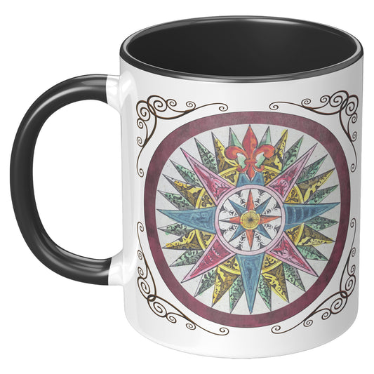Compass Rose Accent Mug - Magenta-Blue