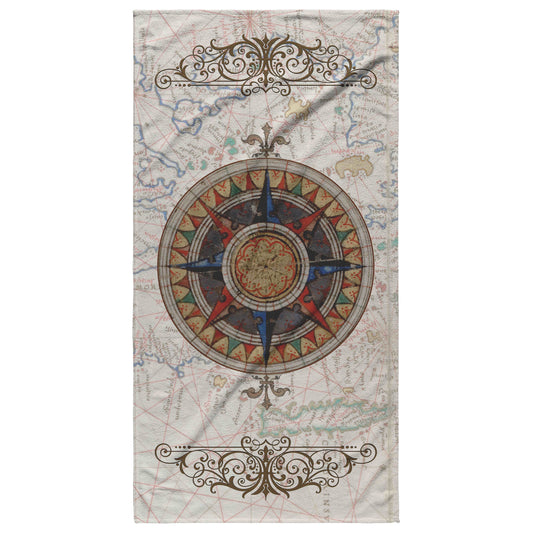 Compass Rose Beach Towel - Blue-Red