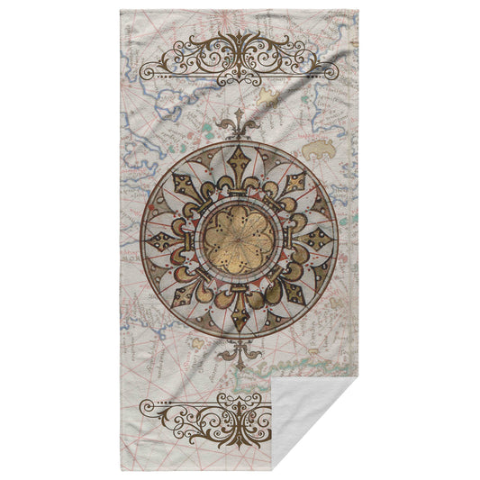 Compass Rose Beach Towel - Brown-Gold