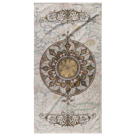 Compass Rose Beach Towel - Brown-Gold