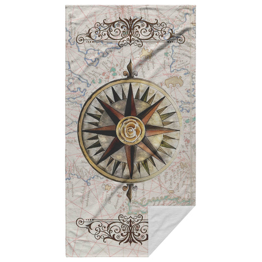 Compass Rose Beach Towel - Golden Rose