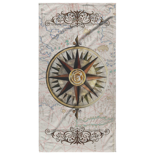 Compass Rose Beach Towel - Golden Rose