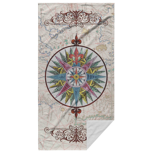 Compass Rose Beach Towel - Magenta-Blue