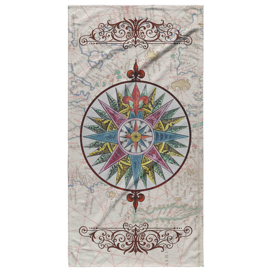 Compass Rose Beach Towel - Magenta-Blue