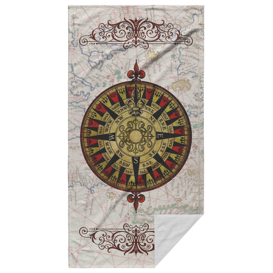Compass Rose Beach Towel - Red-Black