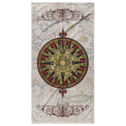 Compass Rose Beach Towel - Red-Black