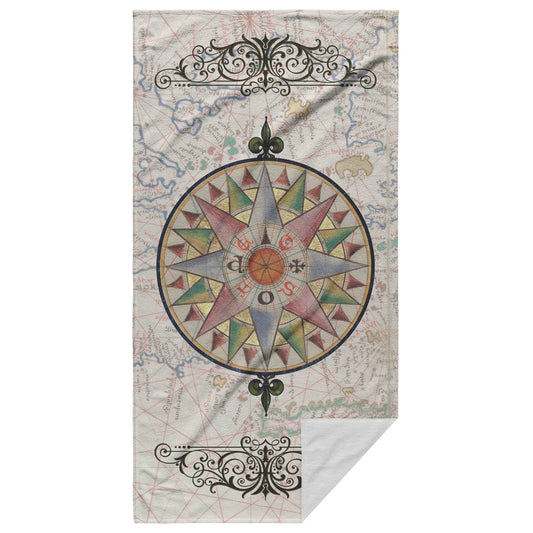 Compass Rose Beach Towel - Sea Blue