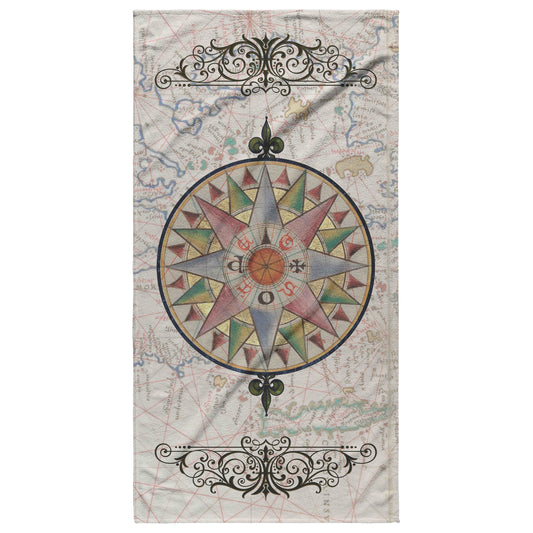 Compass Rose Beach Towel - Sea Blue