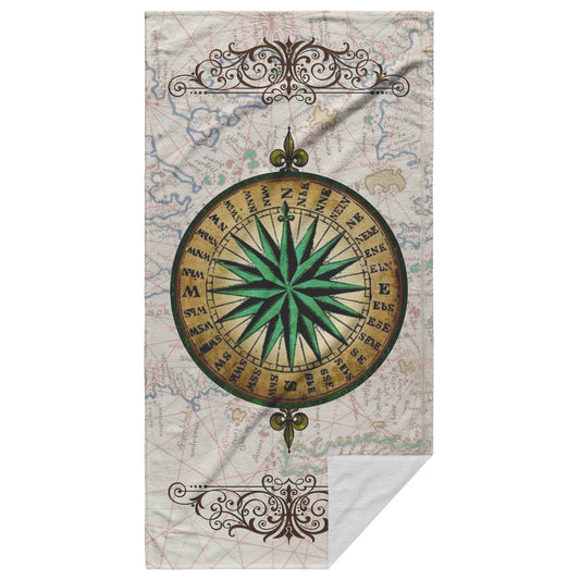 Compass Rose Beath Towel - Green