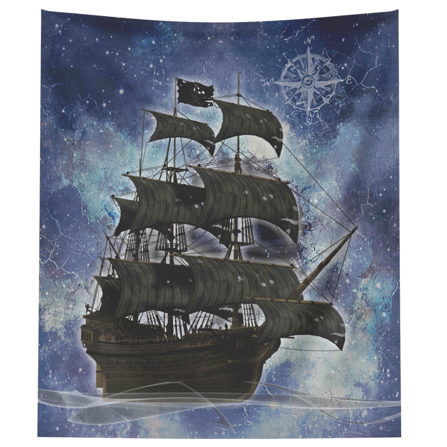 Pirate Ghost Ship Wall Hanging - Blue-White