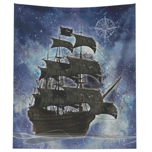 Pirate Ghost Ship Wall Hanging - Blue-White