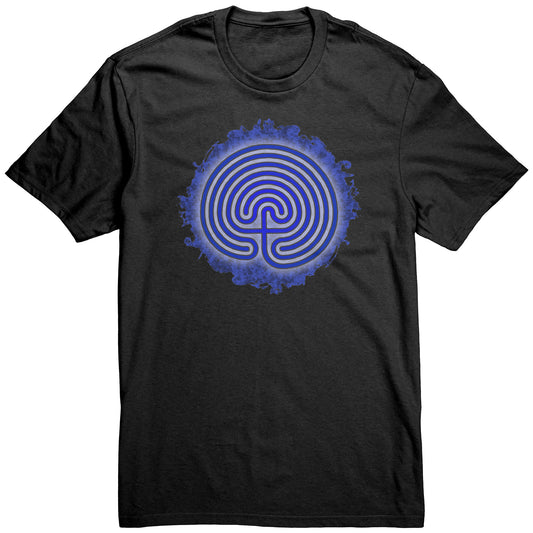 Cretian Labyrinth Blue Grunge Unisex T-shirt
