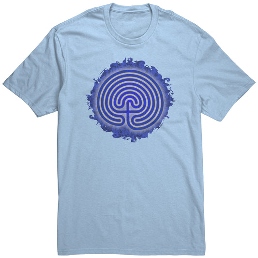 Cretian Labyrinth Blue Grunge Unisex T-shirt