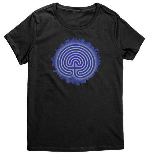 Cretian Labyrinth Blue Grunge Women's T-shirt